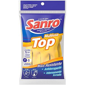 Luva Latex Sanro Top Amarela P 1pr
