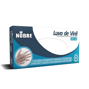 Luva de Vinil Descartável COM Pó M (CAIXA) 100un