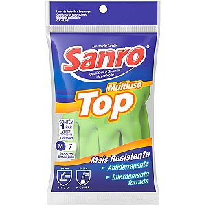 Luva Latex Sanro Top Verde M 1pr