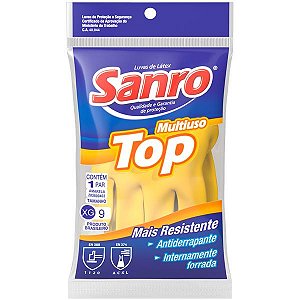 Luva Latex Sanro Top Amarela XG 1pr