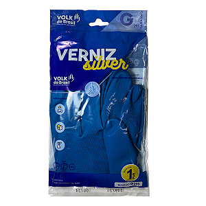 Luva Latex Silver Volk Azul G 1pr