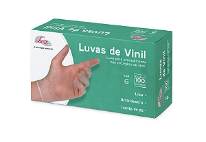 Luva de Vinil Descartável SEM Pó G (CAIXA) 100un