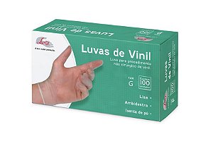 Luva de Vinil Descartável SEM Pó G (CAIXA) 100un