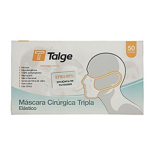 Máscara Descartável Cirúrgica Tripla com Elástico Branca 50un