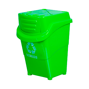 Lixeira Empilhável Seletiva 27L Plasnew Verde
