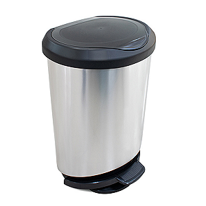 Lixeira de Pedal 45 litros Borda Trava Label Inox Arqplast Ref: 25744