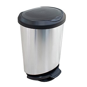 Lixeira de Pedal 45 litros Borda Trava Label Inox Arqplast Ref: 25744