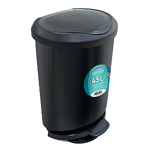 Lixeira de Pedal 45 litros Borda Trava Preta Arqplast Ref: 25746