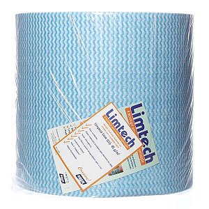 Pano Multiuso Limtech Limpeza Leve Azul 33x50cm Rolo c/300m