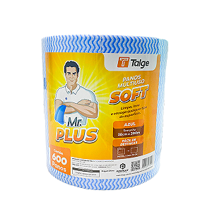 Pano Multiuso Mr. Plus Talge Azul Rolo Grande c/300m