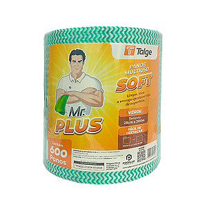 Pano Multiuso Mr. Plus Talge Verde Rolo Grande c/300m
