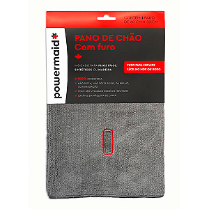 Pano Microfibra para Chão com Furo Powermaid 60x50cm 1un