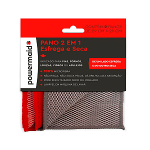 Pano Microfibra 2 em 1 Esfrega e Seca Powermaid 1un