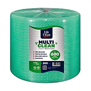 Pano Multiuso LifeClean Verde Premium 28x50cm Rolo 300m