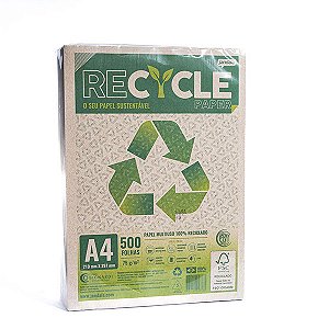 (PACOTE) Papel Sulfite 75g Reciclado A4 Recycle Paper c/500 folhas