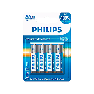 Pilha Philips Alcalina Pequena AA c/4un
