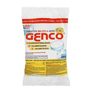 Cloro Tablete Múltipla Ação 3 em 1 Genco 200g