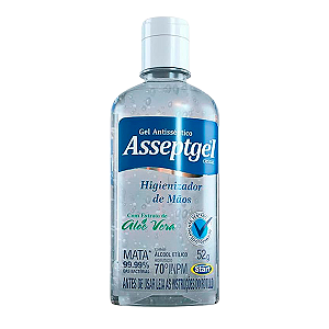 Álcool Gel para Mãos Asseptgel Aloe Vera c/ 52g