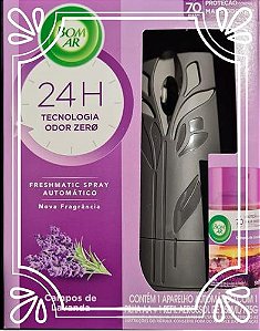 Odorizador Bom Ar Automático Ap+Refil Lavanda Cinza 250ml
