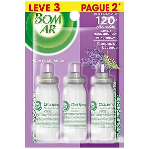 Odorizador Bom Ar Click Refil Lavanda c/3 unidades de 12ml
