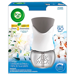 Difusor Elétrico Bom Ar Ap+Refil Branco & Algodão 16ml