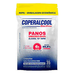 Lenços Umedecidos Coperalcool Bacfree Álcool 70° Refil c/35un