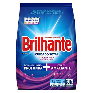 Detergente em Pó Brilhante Limpeza Total Sachet 800g