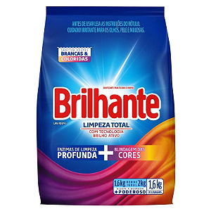 Detergente em Pó Brilhante Limpeza Total Sachet 1,6kg