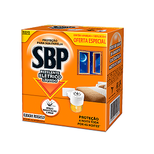 Repelente Elétrico Líquido SBP 45 Noites Aparelho e Refil Tradicional