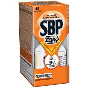 Repelente Elétrico Líquido SBP 45 Noites Refil 35ml Tradicional c/1un