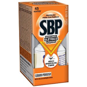 Repelente Elétrico Líquido SBP 45 Noites Refil 35ml Tradicional c/1un