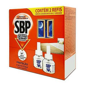 Repelente Elétrico Líquido SBP 45 Noites Refil 35ml Tradicional c/2un