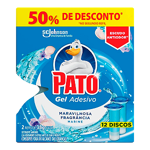 Detergente Sanitário Pato Gel Adesivo Refil Marine 6 Discos c/ 2un