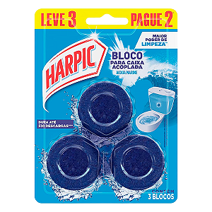 Tablete p/ Caixa Acoplada Harpic Acqua Marine c/ 3un