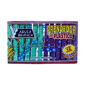Prendedor de Plástico p/ Roupas Aguia Branca Gigante c/12un