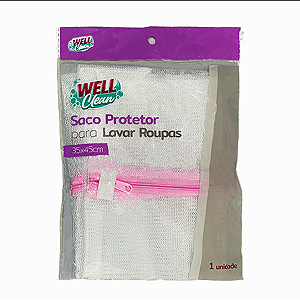 Saco Protetor para Lavar Roupas Well Clean 35X45cm 1un