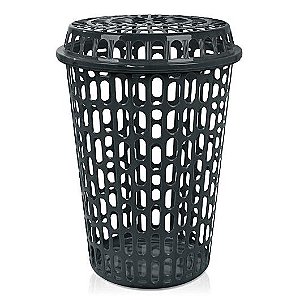 Cesto Telado Plástico 60L Redondo Preto Arqplast Ref.: CT60PT