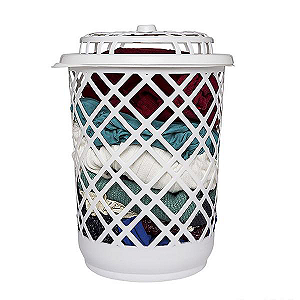 Cesto Telado Plástico 30L Redondo Branco Jaguar