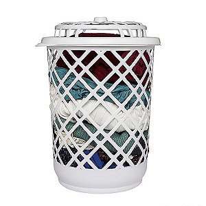 Cesto Telado Plástico 30L Redondo Branco Jaguar