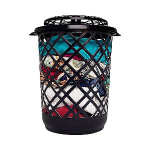 Cesto Telado Plástico 30L Redondo Preto Jaguar