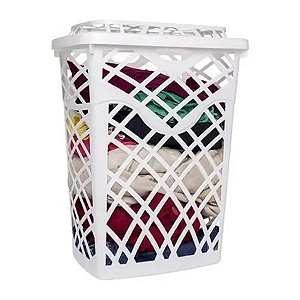 Cesto Telado Plástico 60L Retangular Branco Jaguar Ref.: 1794