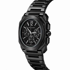 Relogio Bvlgari Octo Roma Chronograph Full Black aço