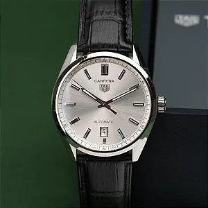 Relógio TAG Heuer Carrera Calibre 5 Automático Masculino Full Set Pulseira em Couro Preto Premium