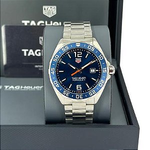 Relógio TAG Heuer Formula 1 Date Quartz 43mm Masculino Aço Inoxidável Mostrador Azul Premium