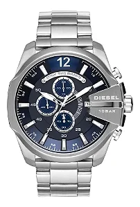 Relógio Diesel Mega Chief DZ4417 Masculino Cronógrafo 51mm Aço Inoxidável Mostrador Azul