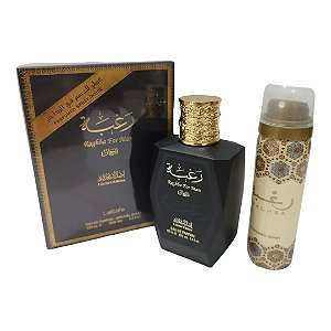 Kit Perfume Arabe Lattafa Raghba For Men Limited Edition 100ML EDP + Desodorande 50ML