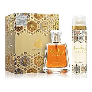 Kit Arabe Raghba by Lattafa – Perfume Eau de Parfum 100ml + Desodorante Spray 50ml