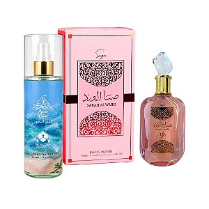 Kit Perfume Sabah Al Ward Sugar 100ML EDP + Body Splash Amir Al Bahr 200ML