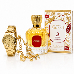 Kit Perfume Baroque La Rouge 100ML Eau de Parfum + Relogio
