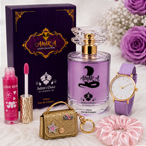 Kit Perfume Amira 100ML Eau de Cologne + Relogio + Gloss